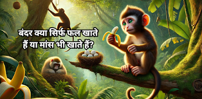 बंदर फल खाते हुए