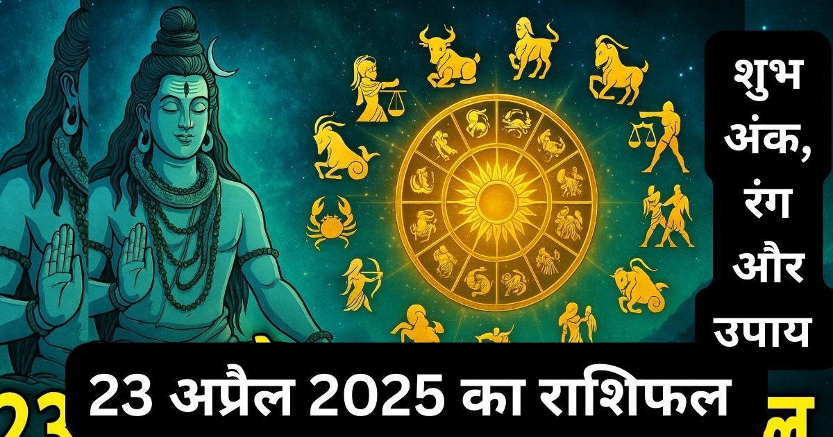 23 अप्रैल 2025 का राशिफल – भगवान शिव और राशिचक्र के साथ आध्यात्मिक थंबनेल