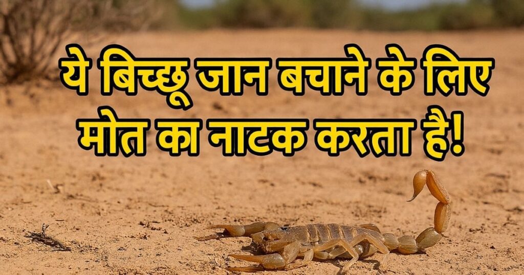 Texas Bark Scorpion acting dead on desert ground