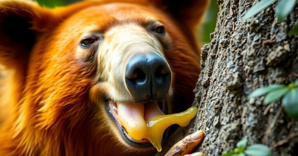 Sun Bear showing its 25 cm long tongue