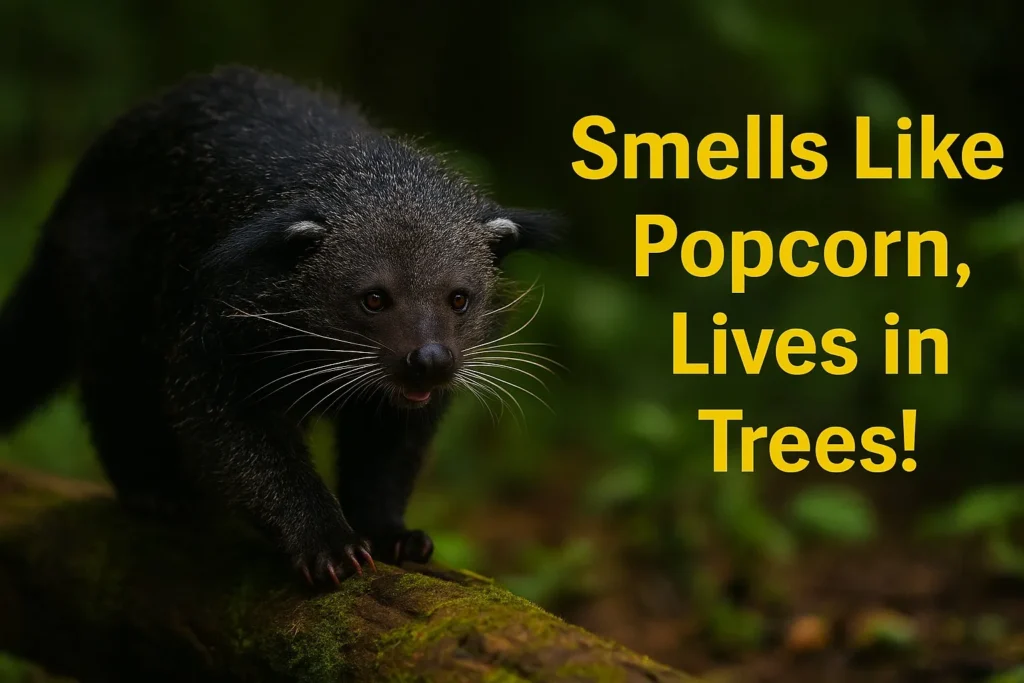 binturong that smells like popcorn and lives in trees