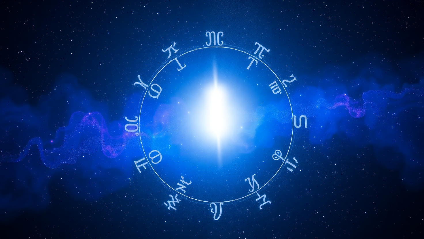 11 अगस्त से 17 अगस्त 2025 का साप्ताहिक राशिफल ब्रह्मांडीय पृष्ठभूमि पर राशि चिन्हों के साथ