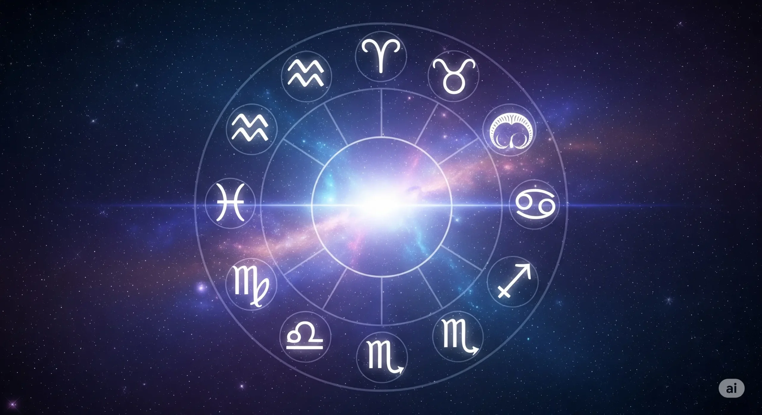 18 अगस्त से 24 अगस्त 2025 का साप्ताहिक राशिफल ब्रह्मांडीय पृष्ठभूमि पर राशि चिन्हों के साथ
