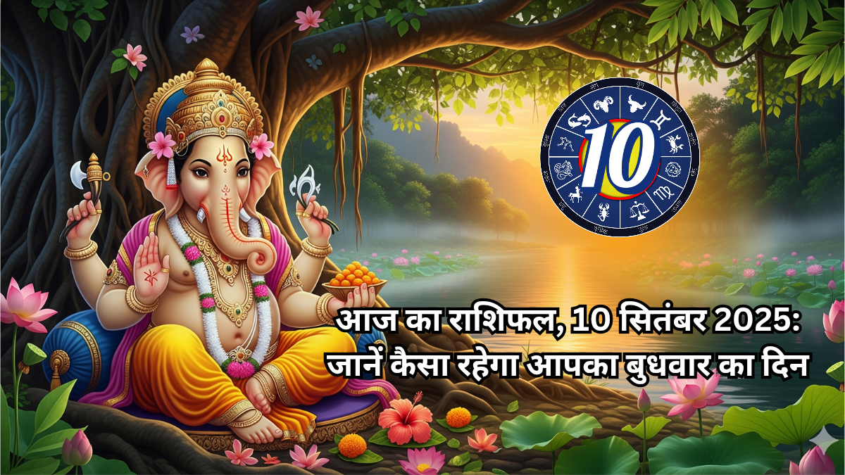 10 सितंबर 2025 राशिफल: भगवान गणेश जी एक शांत और सुंदर प्राकृतिक वातावरण में विराजमान हैं, जो 10 सितंबर 2025 के दैनिक राशिफल का प्रतिनिधित्व करते हैं।
