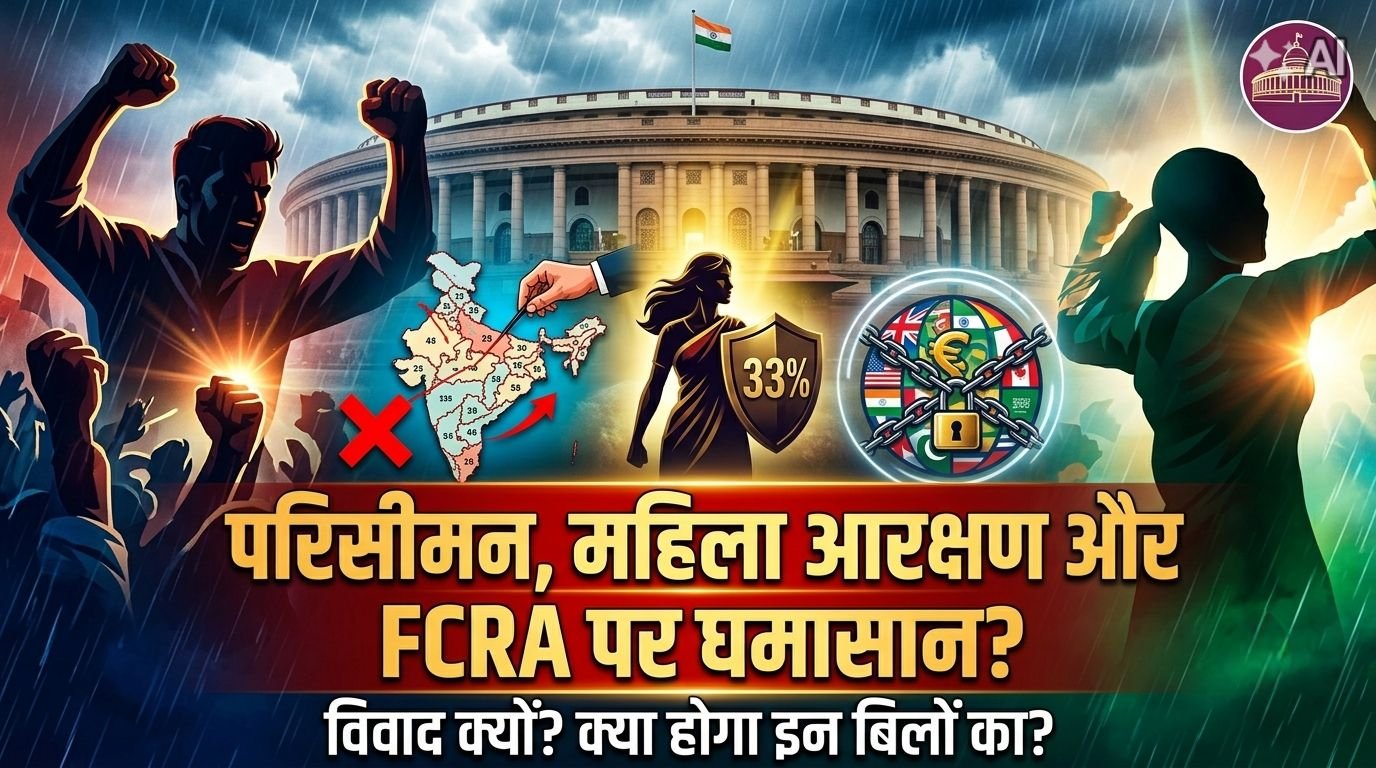 संसद का मानसून सत्र और तीन बड़े बिल: परिसीमन, महिला आरक्षण और FCRA पर तकरार का पूरा विश्लेषण