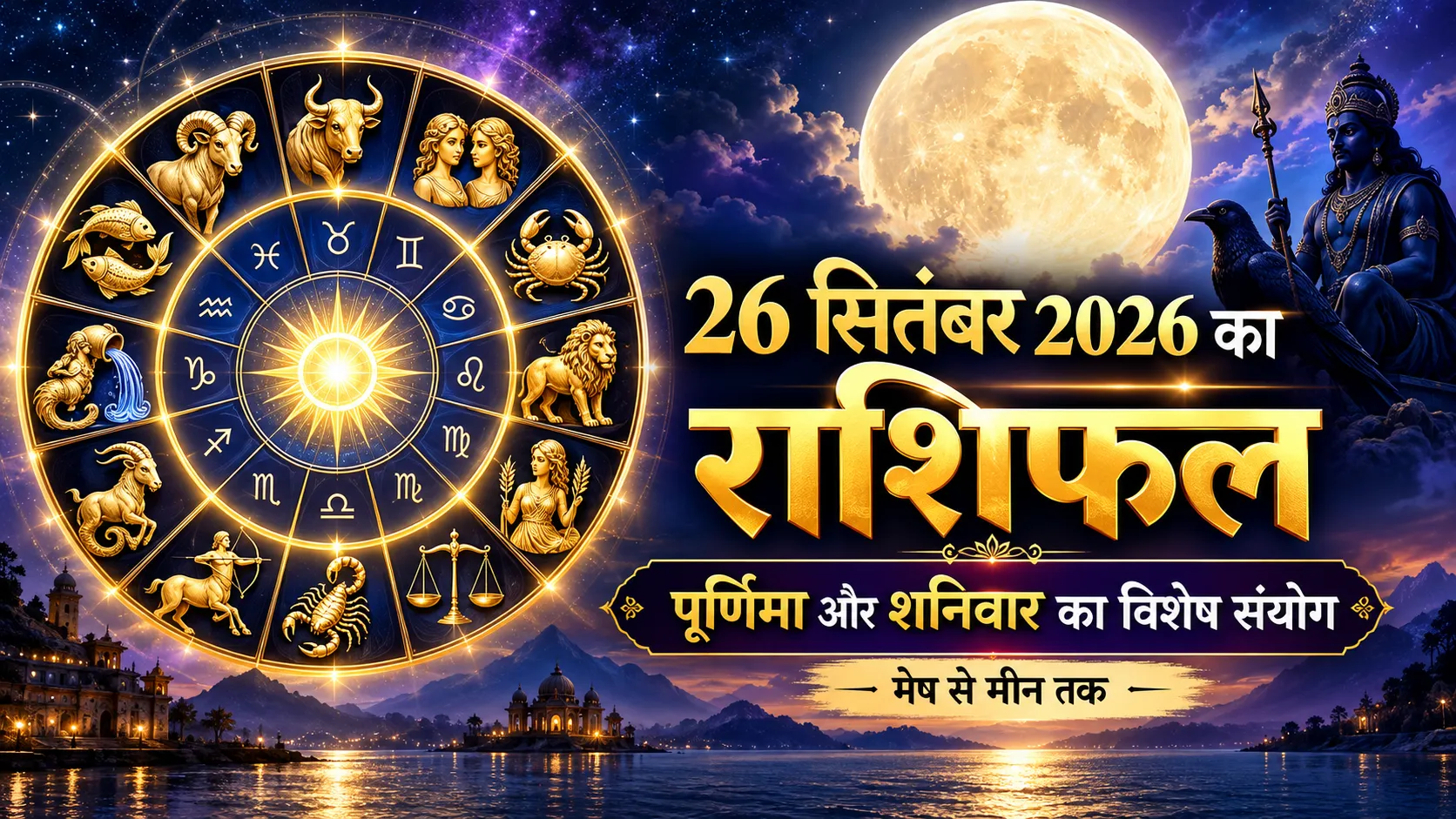 26 सितंबर 2026 का राशिफल मेष से मीन तक, पूर्णिमा और शनिवार का विशेष संयोग