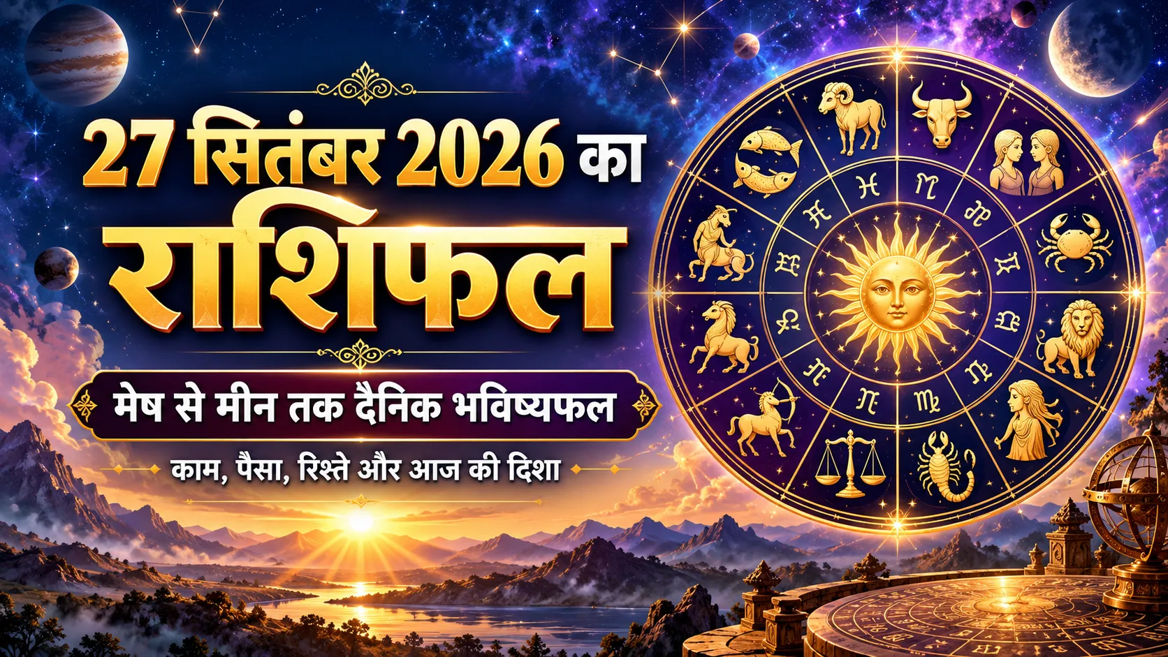 27 सितंबर 2026 का राशिफल मेष से मीन तक सभी 12 राशियों का दैनिक भविष्यफल