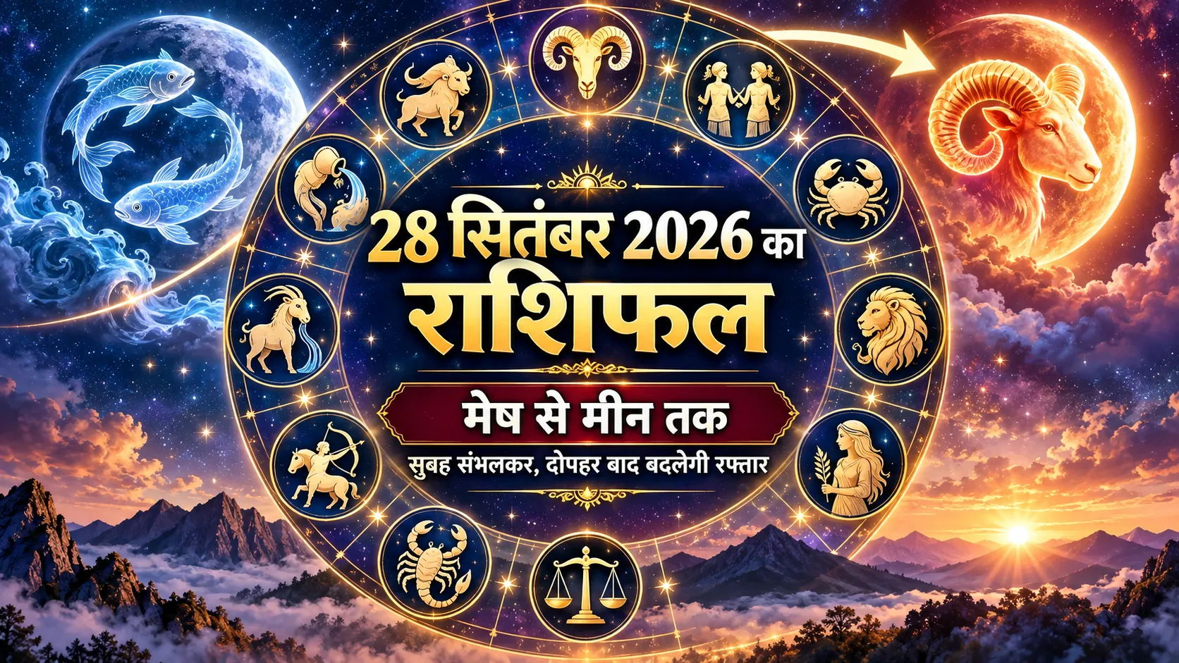 28 सितंबर 2026 का दैनिक राशिफल मेष से मीन तक सभी 12 राशियों के लिए