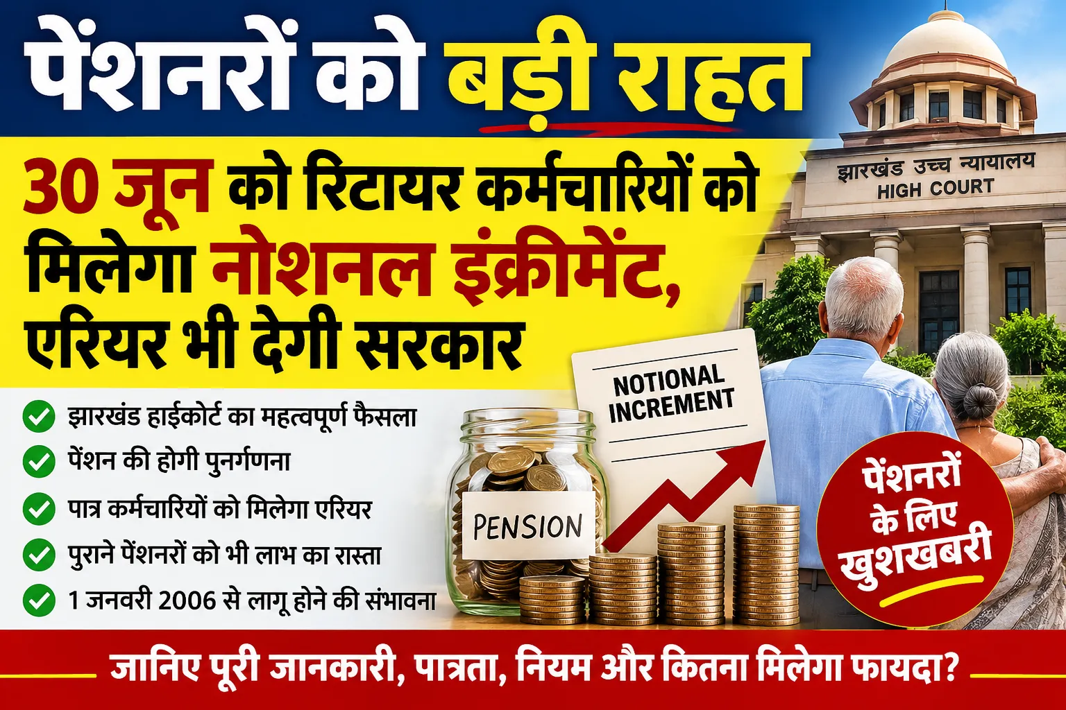 30 जून को रिटायर कर्मचारियों को नोशनल इंक्रीमेंट और एरियर