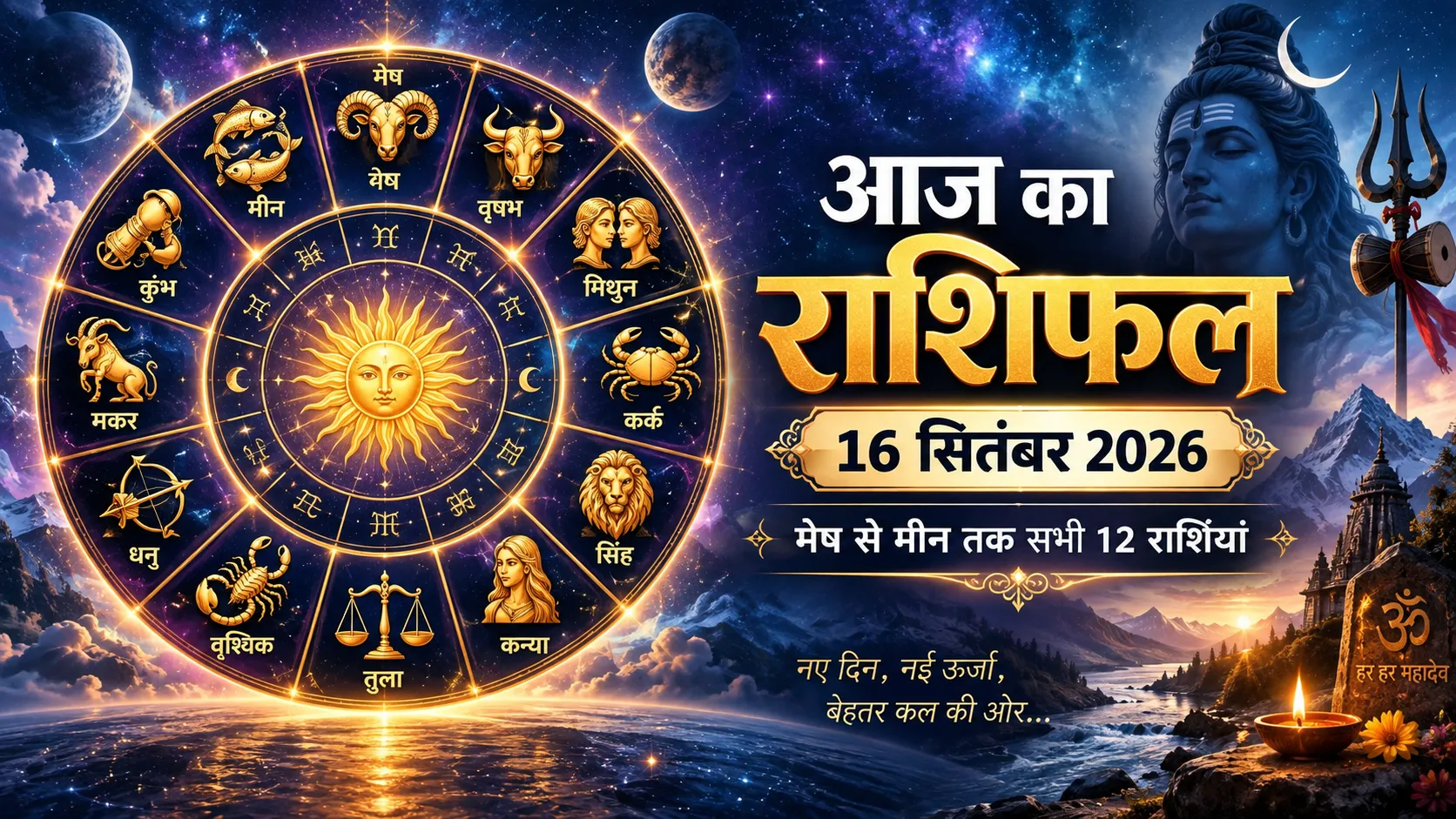 आज का राशिफल 16 सितंबर 2026 मेष से मीन सभी 12 राशियां