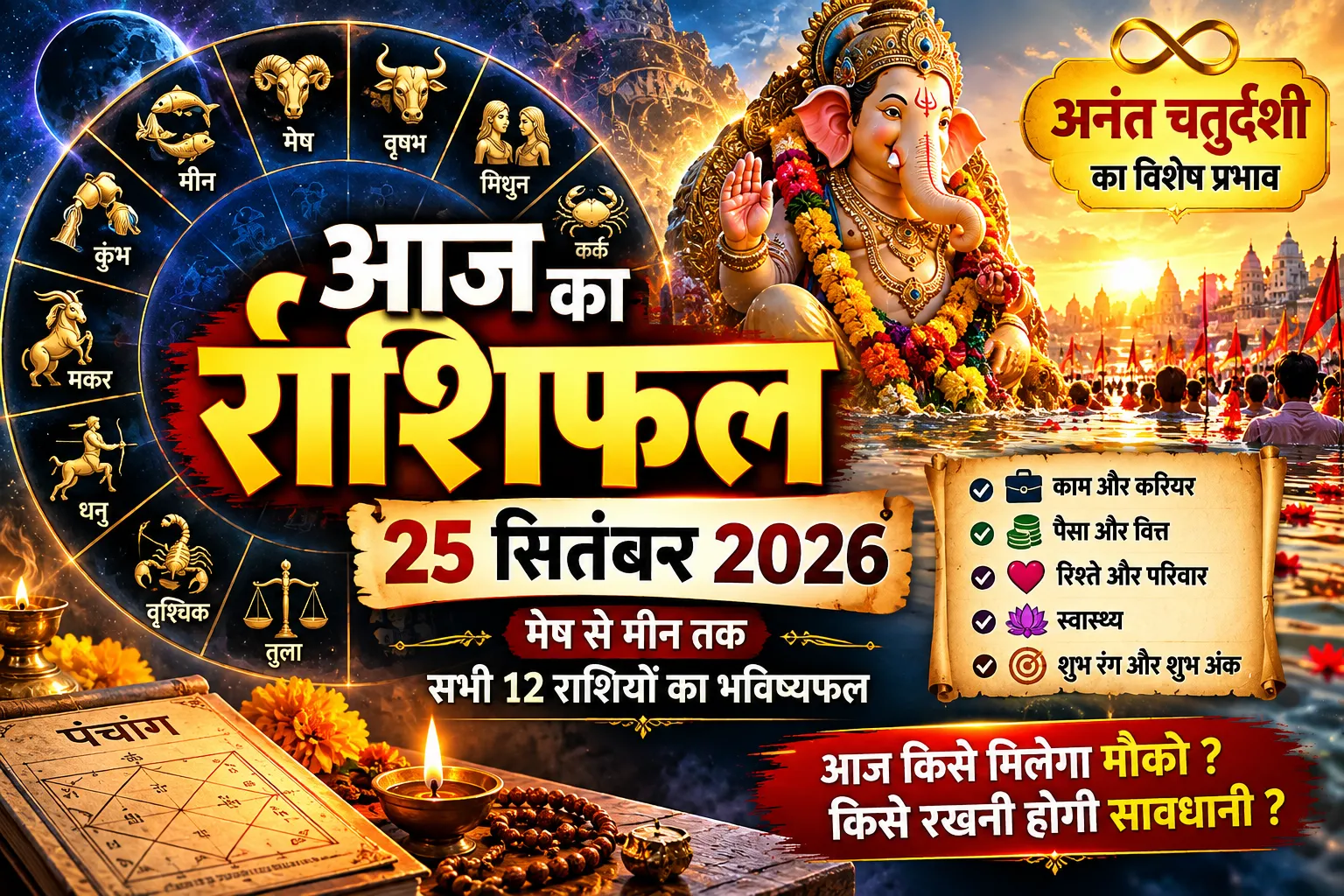 आज का राशिफल 25 सितंबर 2026 मेष से मीन सभी 12 राशियों का भविष्यफल