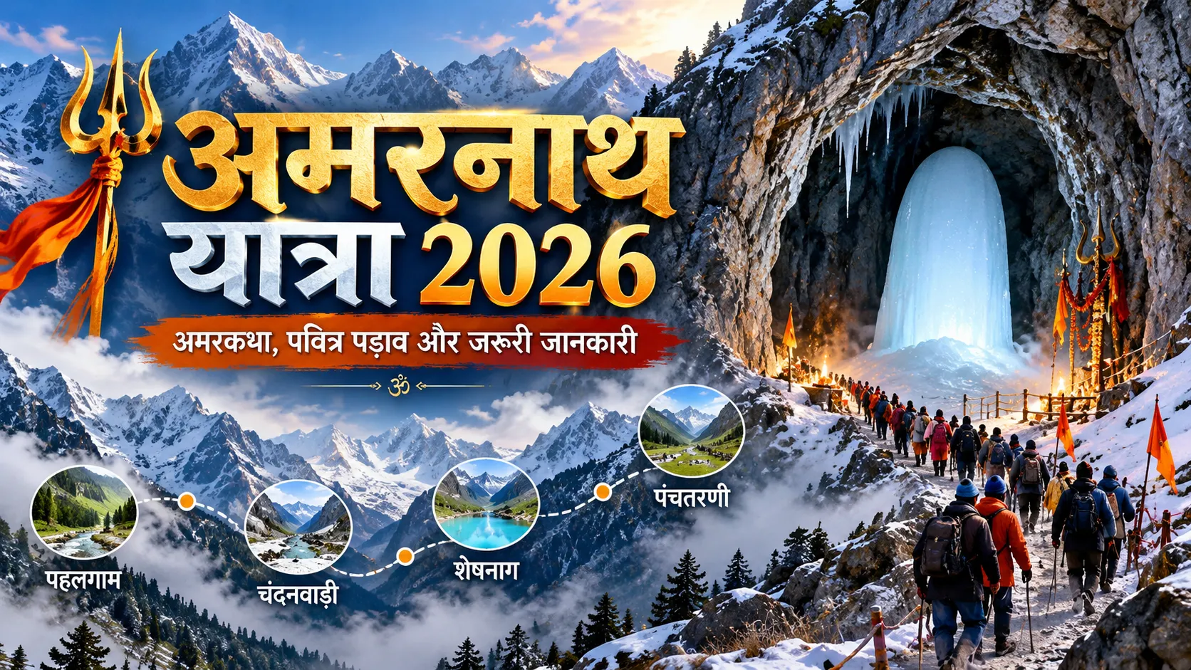 Amarnath Yatra 2026 बाबा बर्फानी, पहलगाम, चंदनवाड़ी, शेषनाग और पंचतरणी मार्ग