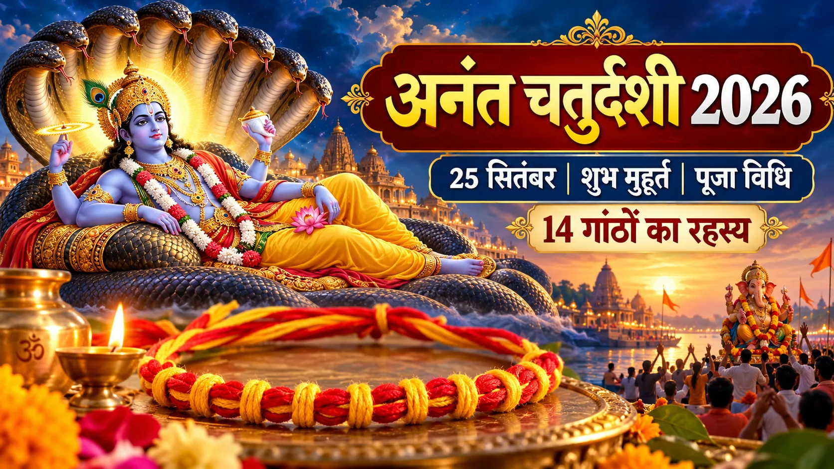 Anant Chaturdashi 2026 भगवान विष्णु, अनंत सूत्र की 14 गांठें, शुभ मुहूर्त और पूजा विधि
