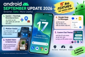 Android September Update 2026 with Android 17, Gemini Find Hub, Motion Assist, Guided Vision and Google Messages features