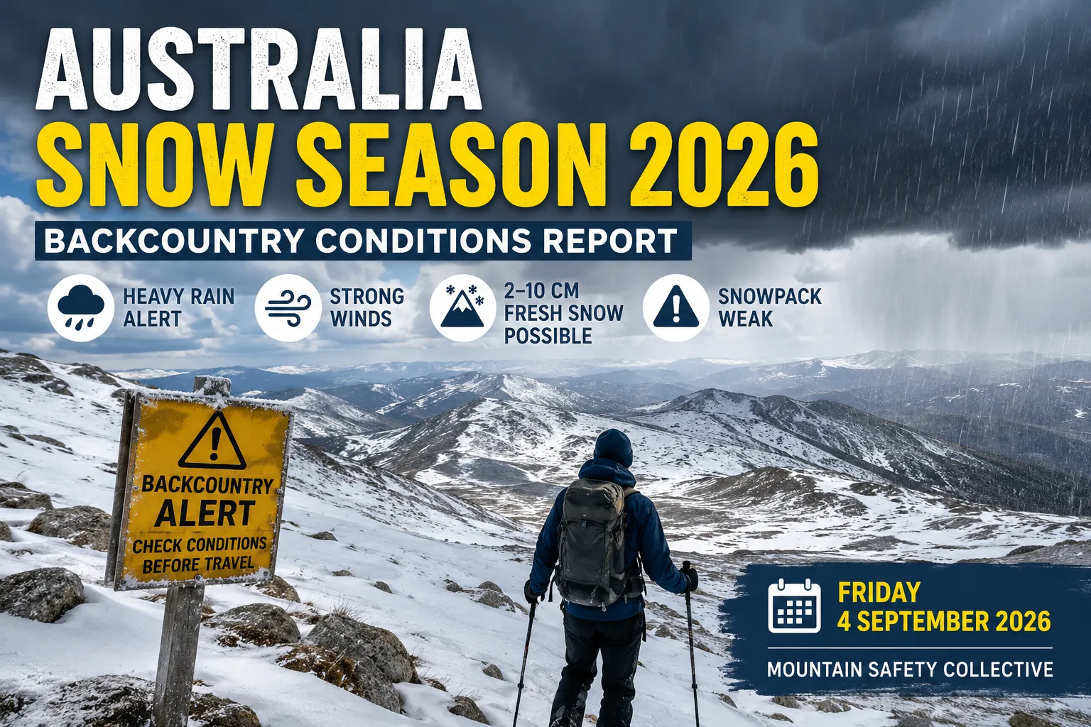 Australia Snow Season 2026 में Australian Alps की कमजोर snowpack और backcountry conditions