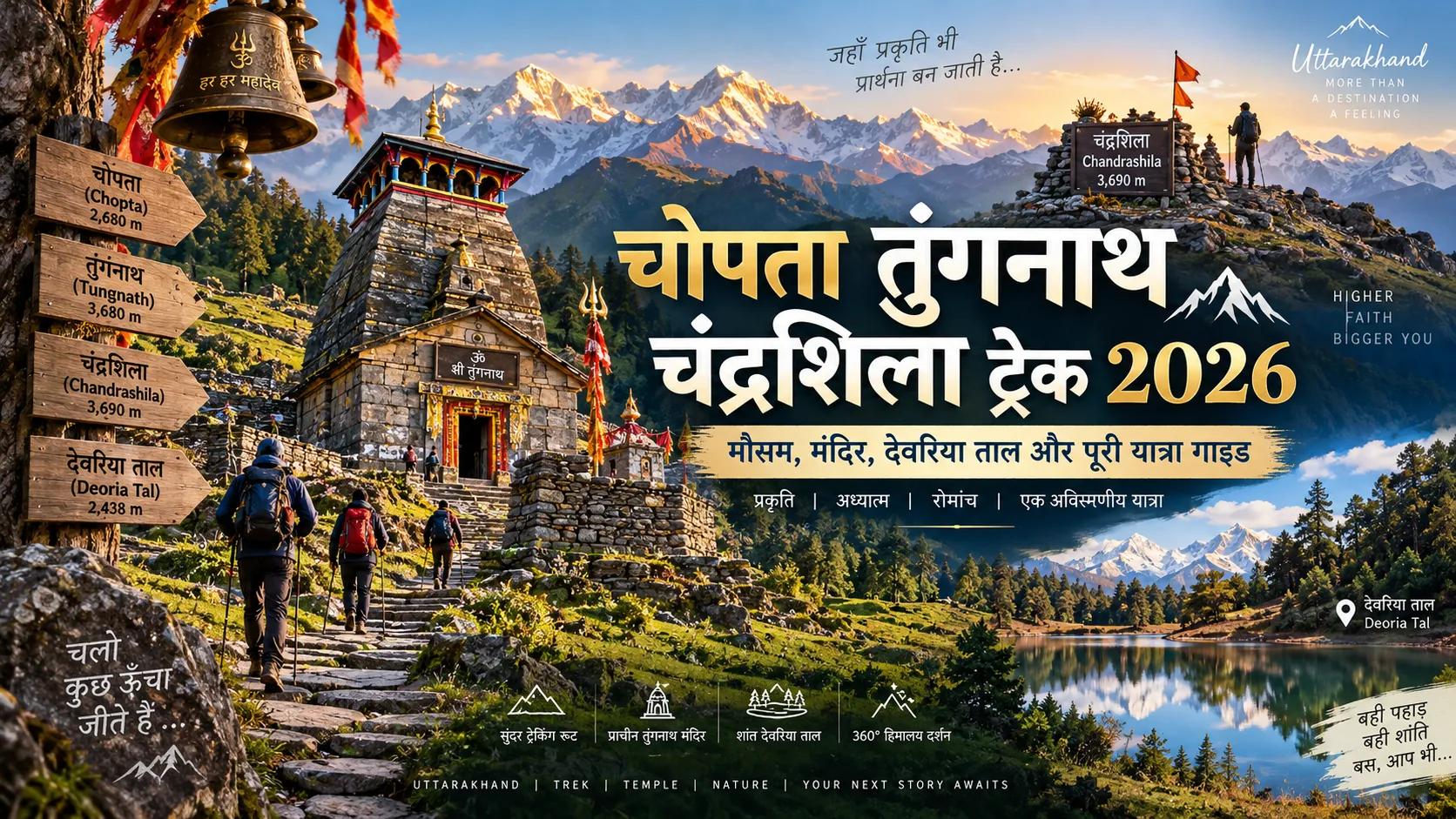 चोपता तुंगनाथ चंद्रशिला ट्रेक 2026 में तुंगनाथ मंदिर, चंद्रशिला शिखर और देवरिया ताल यात्रा गाइड