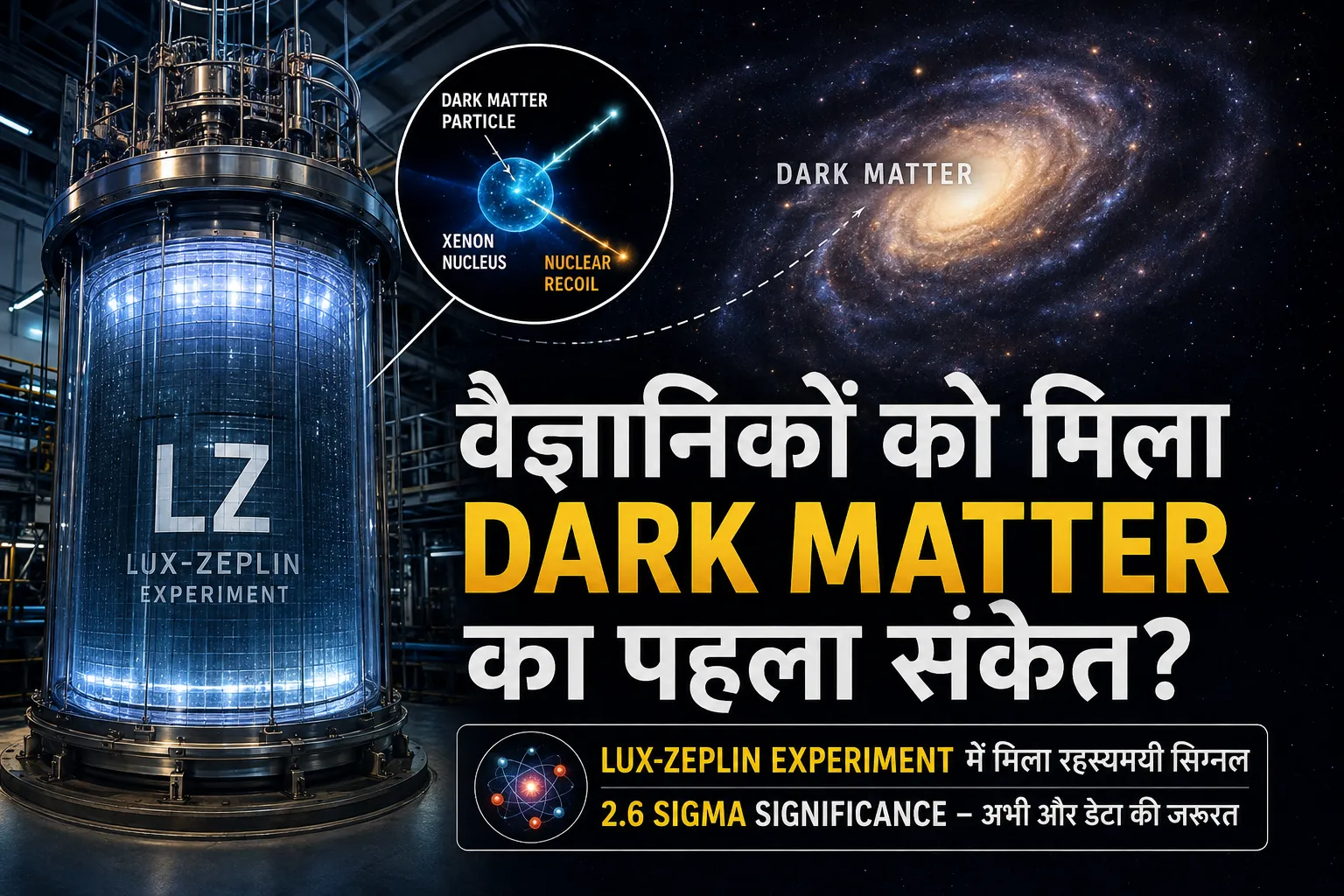 LUX-ZEPLIN experiment में Dark Matter के संभावित संकेत को दिखाती वैज्ञानिक तस्वीर