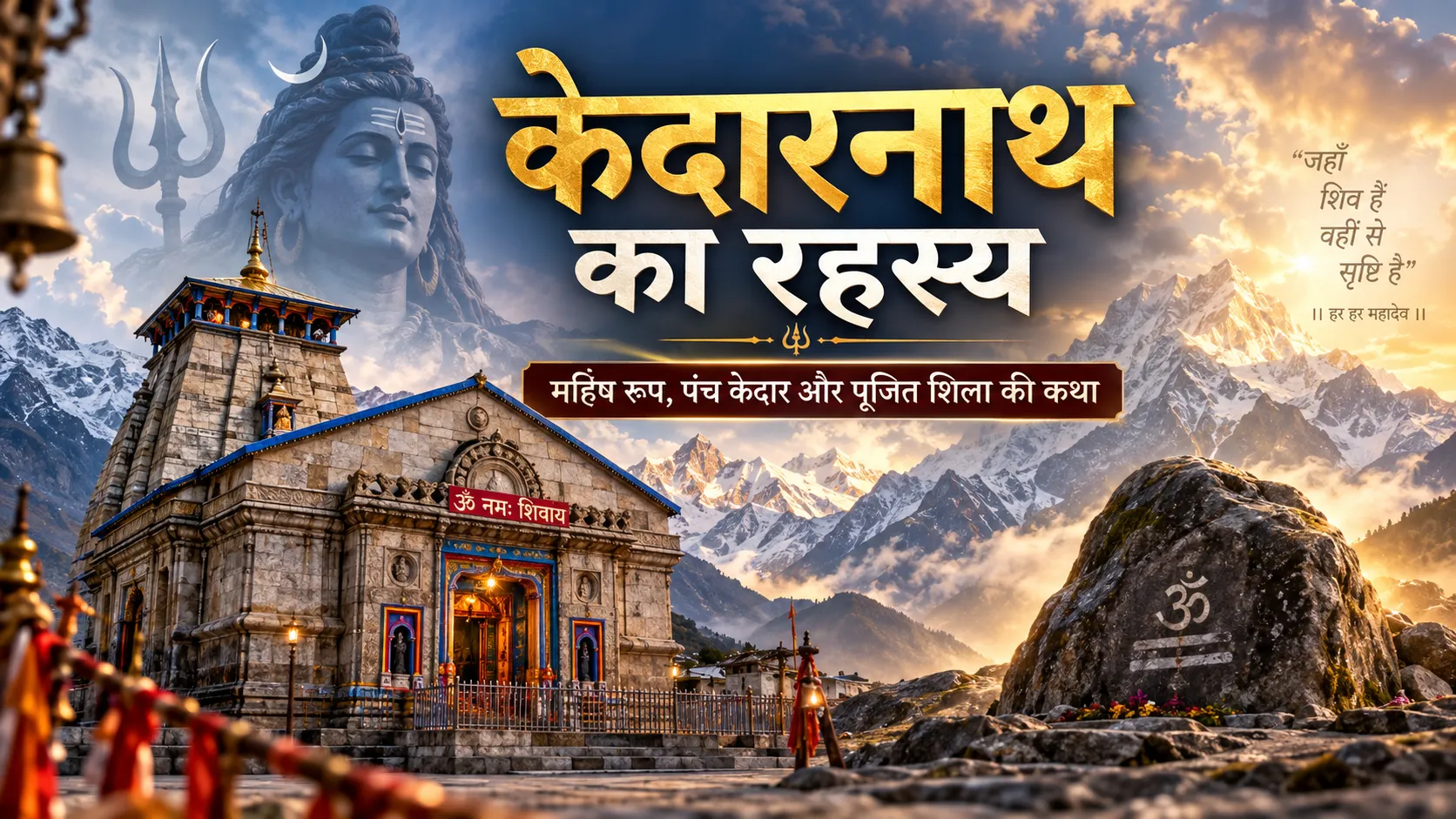 केदारनाथ ज्योतिर्लिंग का रहस्य, महिष रूप, पंच केदार और पूजित शिला