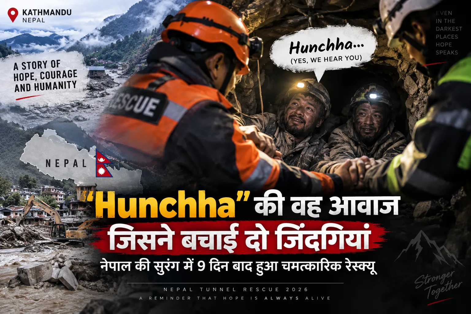 नेपाल की सुरंग में 9 दिन बाद फंसे दो मजदूरों का रेस्क्यू और Hunchha की आवाज