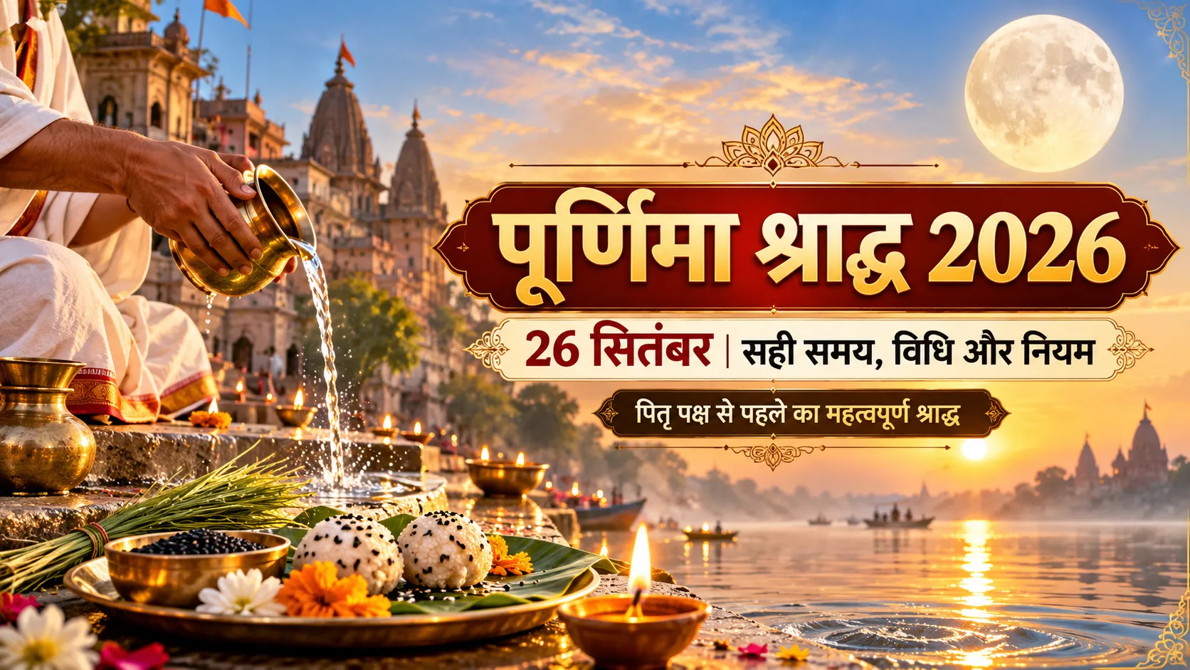 पूर्णिमा श्राद्ध 2026, 26 सितंबर को तर्पण, पिंडदान और श्राद्ध विधि