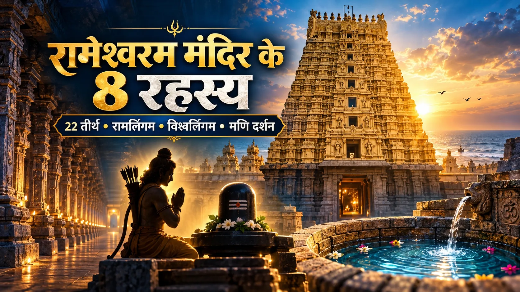 रामेश्वरम मंदिर के 8 रहस्य, 22 तीर्थ, रामलिंगम, विश्वलिंगम और मणि दर्शन को दर्शाती