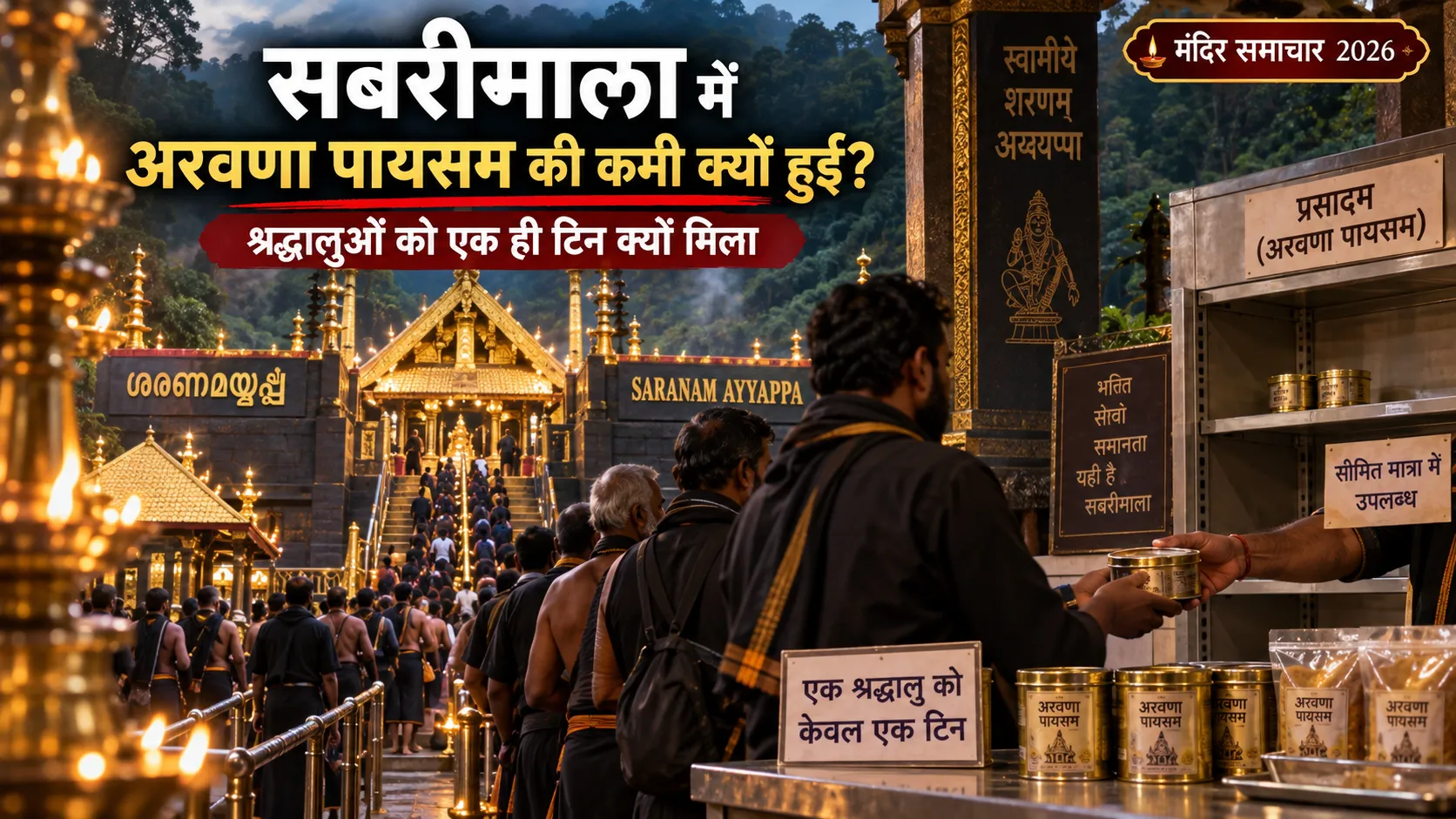 सबरीमाला मंदिर में अरवणा पायसम की कमी और श्रद्धालुओं को एक टिन प्रसाद दिए जाने की