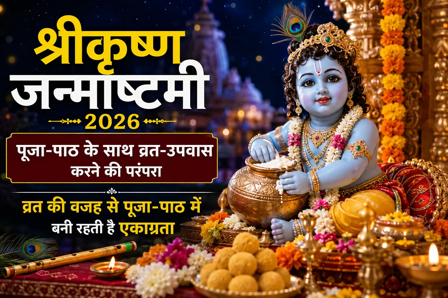 श्रीकृष्ण जन्माष्टमी 2026 पर व्रत-उपवास और पूजा-पाठ