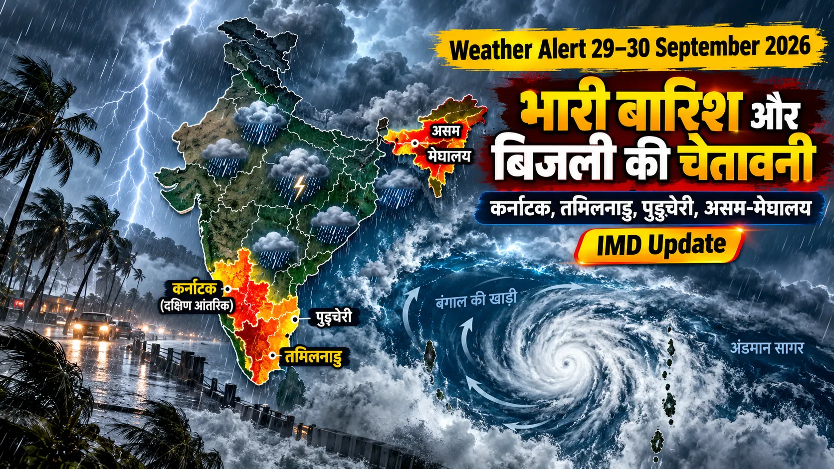 Weather Alert 29 30 September 2026 heavy rain IMD Karnataka Tamil Nadu Northeast