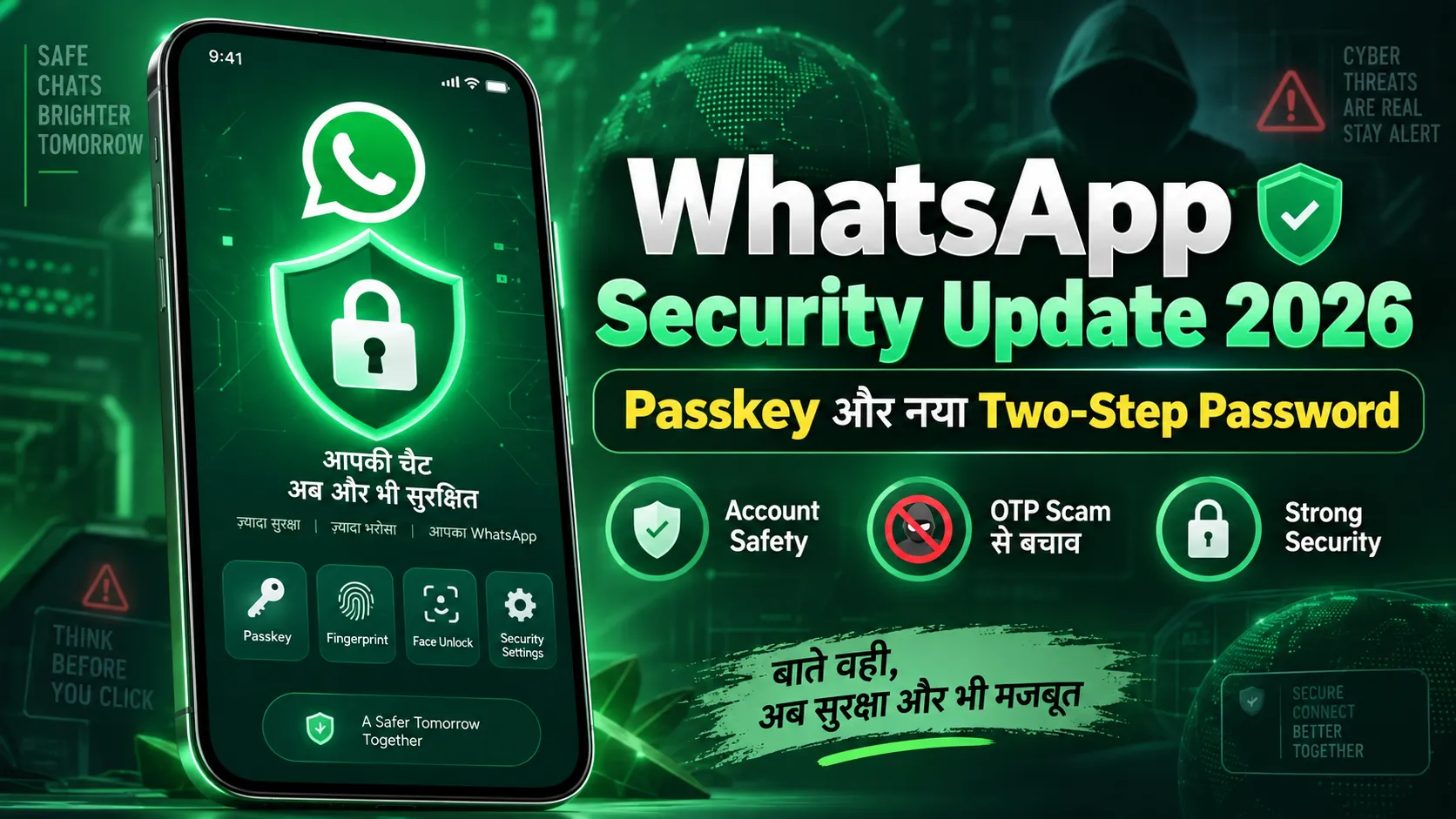 WhatsApp Security Update 2026 में Passkey, नया Two-Step Password और account safety features