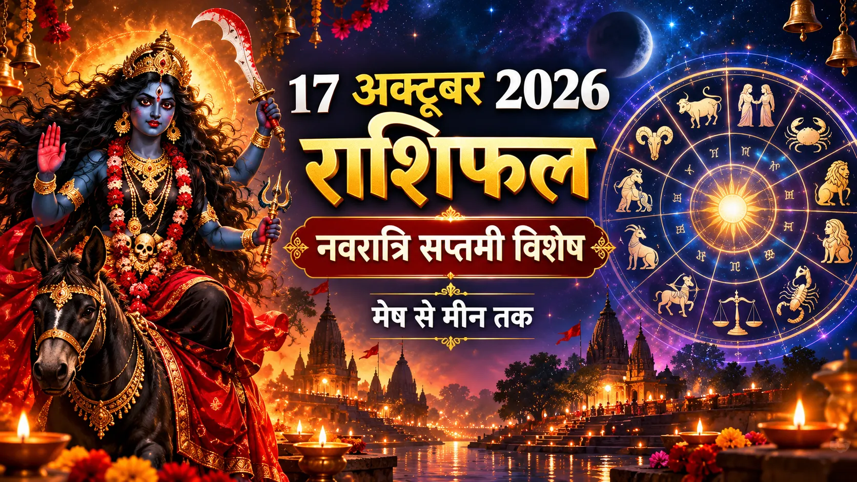 17 अक्टूबर 2026 राशिफल: नवरात्रि की सप्तमी पर 12 राशियों के लिए कौन-सा फैसला महत्वपूर्ण? जानें शनिवार के शुभ संकेत और सावधानियां