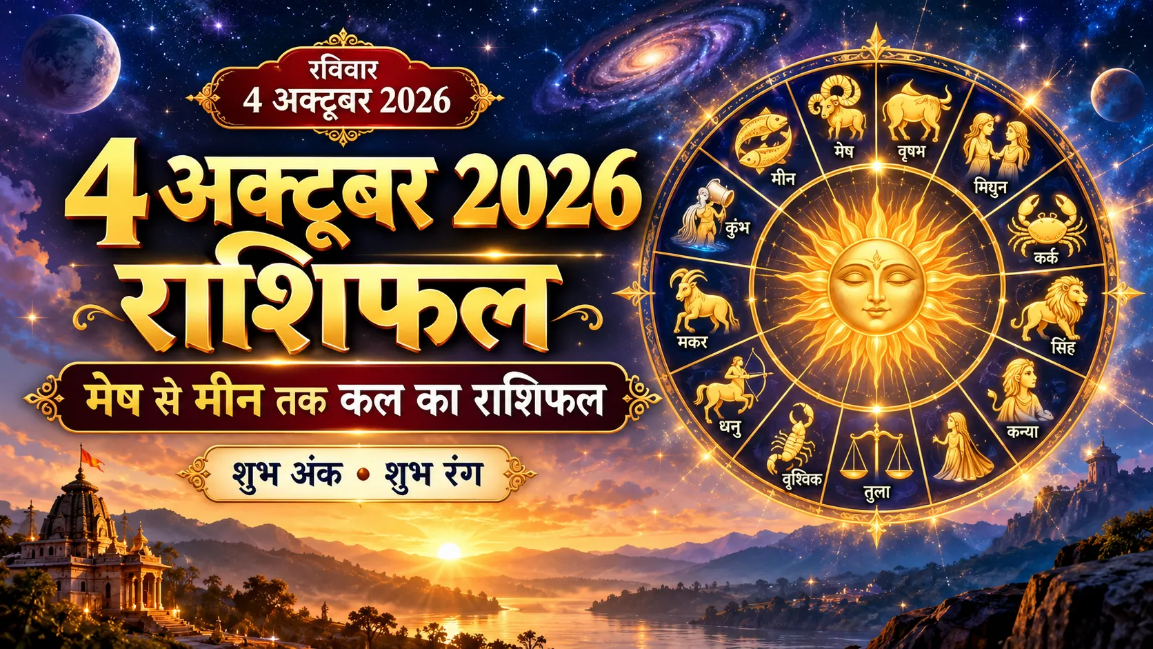 4 अक्टूबर 2026 राशिफल मेष से मीन तक कल का राशिफल शुभ अंक और शुभ रंग