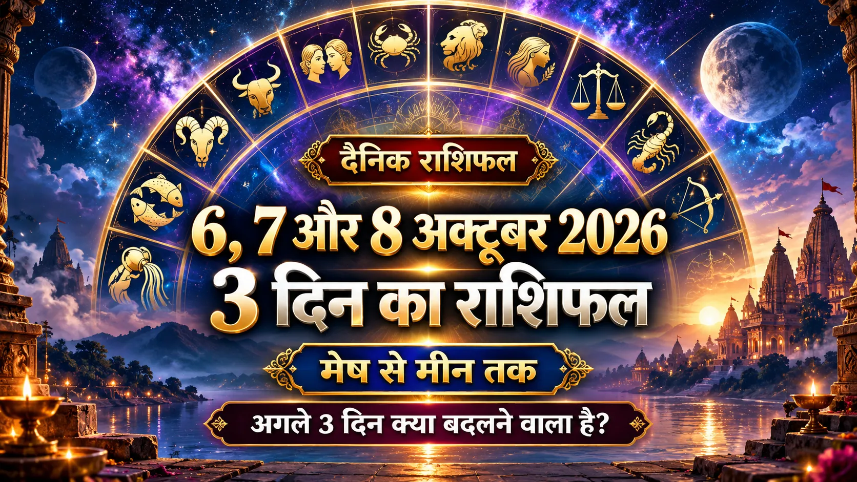 6, 7 और 8 अक्टूबर 2026 राशिफल: अगले 3 दिनों में किस राशि के लिए कौन-सा दिन रहेगा सबसे खास?