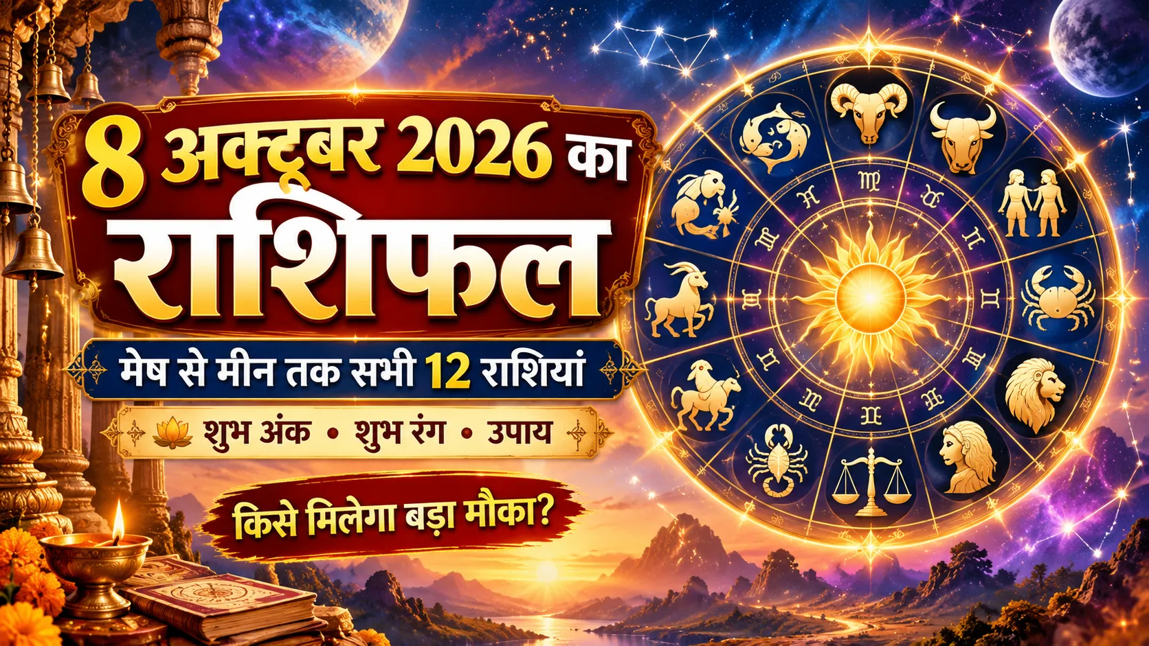 8 अक्टूबर 2026 का राशिफल: मेष से मीन तक जानें किसे मिलेगा बड़ा मौका और किसे रहना होगा सावधान