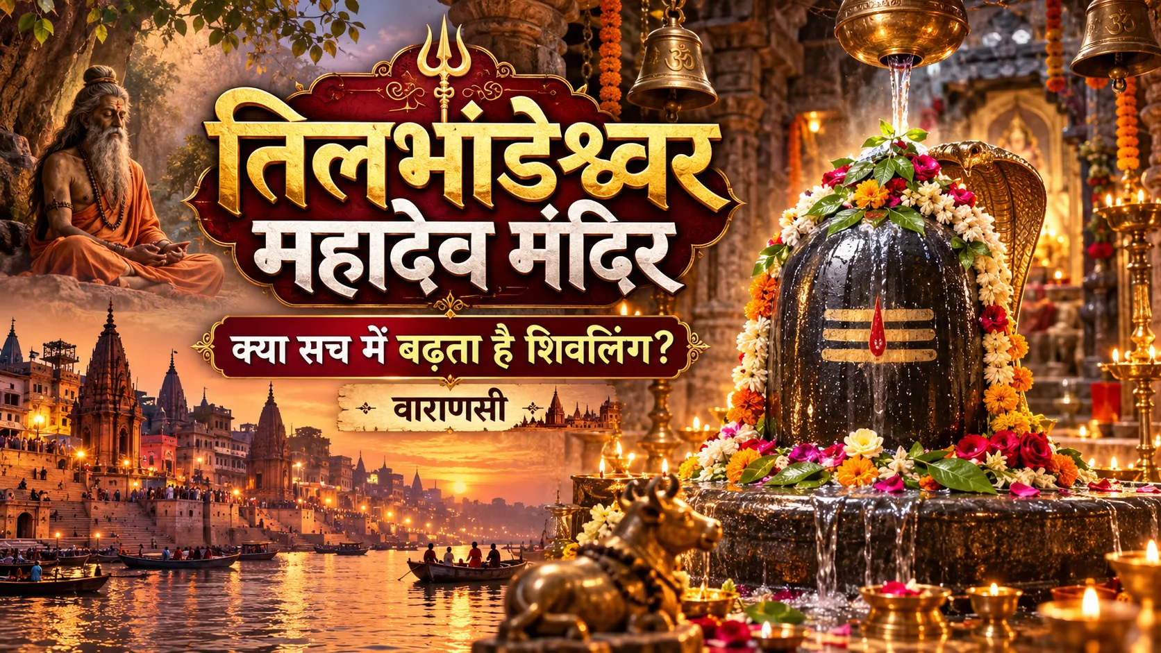 वाराणसी के तिलभांडेश्वर महादेव मंदिर का विशाल स्वयंभू शिवलिंग, जिसके बढ़ने की लोकमान्यता प्रसिद्ध है