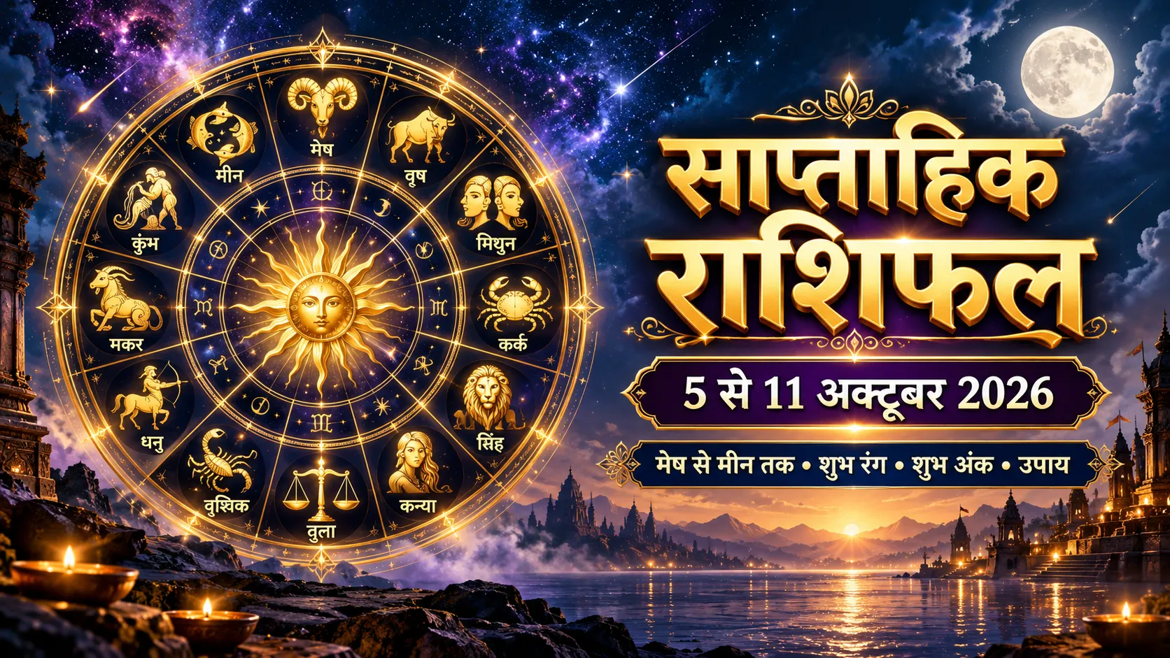 साप्ताहिक राशिफल 5 से 11 अक्टूबर 2026 मेष से मीन तक शुभ रंग शुभ अंक और उपाय